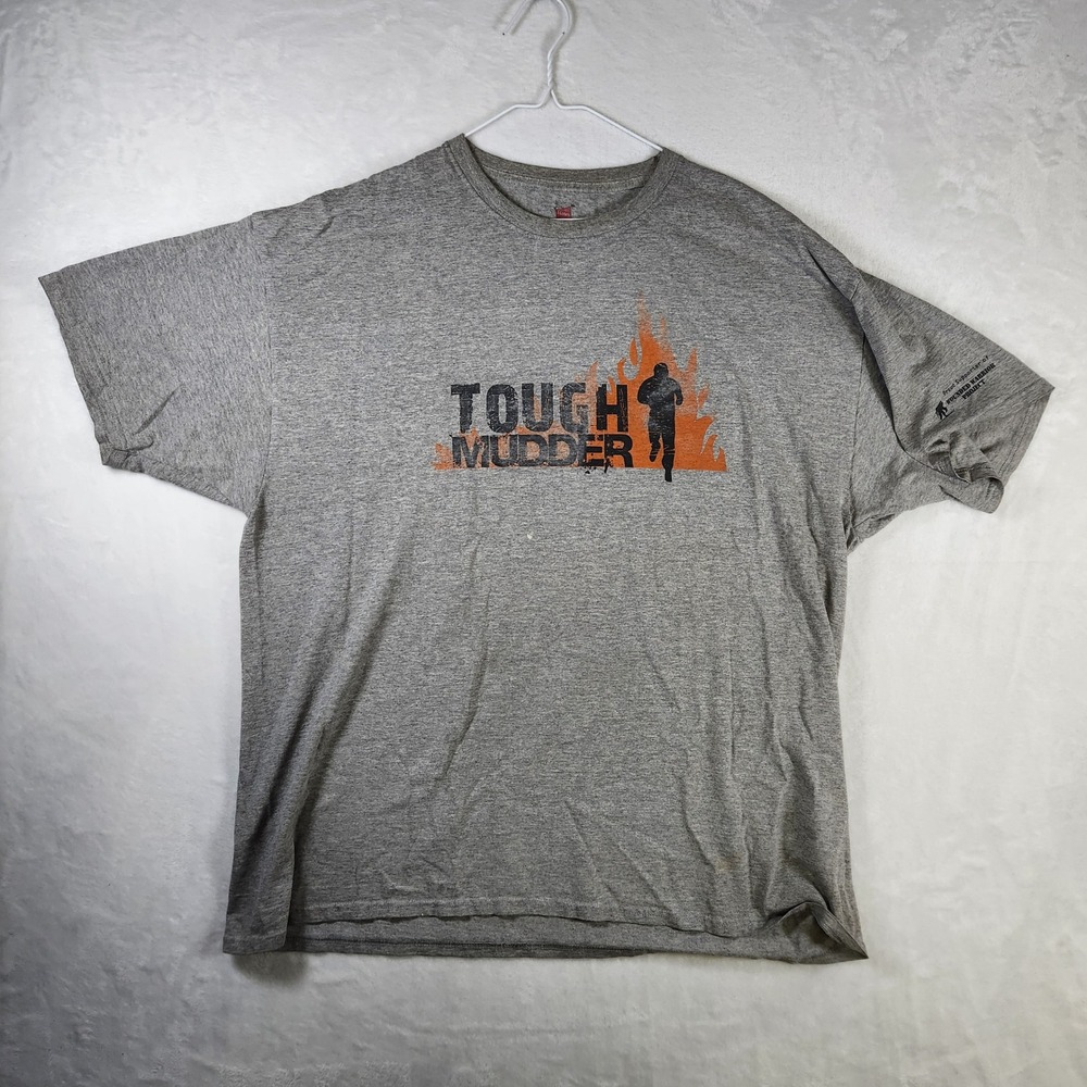 Tough Mudder Hanes Gray Tee Shirt 2XL Wounded Warrior Project Run‎ 2011
